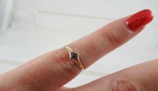 Antique 14k Yellow Gold Blue Stone Child ' s Ring Pinky sz 3.  75 Adjustable Vintage 2
