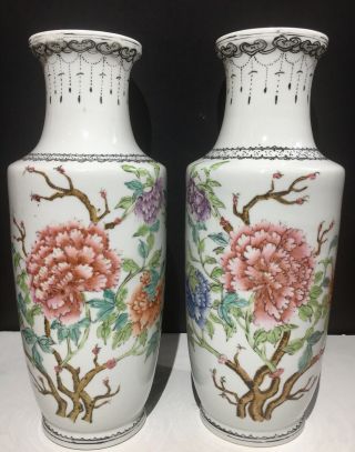 Republic Period Antique Chinese Famille Rose Porcelain Vases