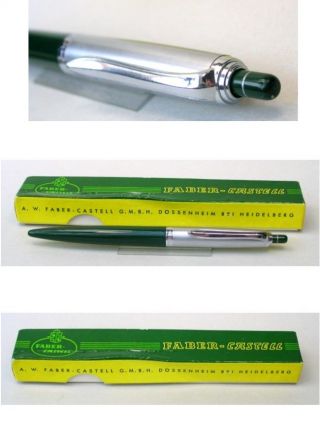 Vintage Faber - Castell Pushbutton Ballpoint Pen Ks05,  Chrome&green,  Germany