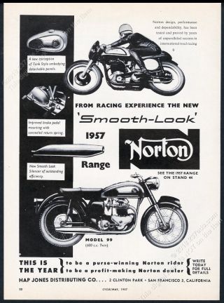 1957 Norton Model 99 Motorcycle Photo Vintage Print Ad