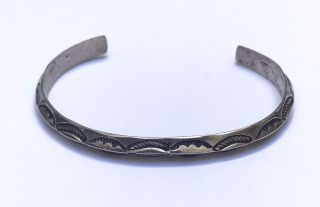 Vintage Navajo Sterling Silver Stamped Sandcast Cuff Bracelet