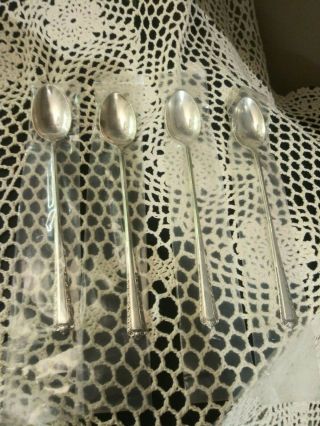 Vintage Processional Fine Arts 1947 Sterling Silver Ice Tea Spoons (4) Nib.