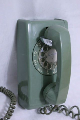 Vintage 1960 Green Western Electric Bell System A/b 554 Rotary Wall Telephone