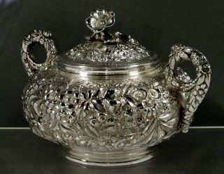 Kirk Sterling Silver Covered Bowl C1905 - Hand Decorated
