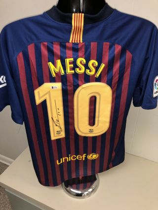 Lionel Messi Signed Barcelona Jersey Bas Beckett Leo Messi Soccer