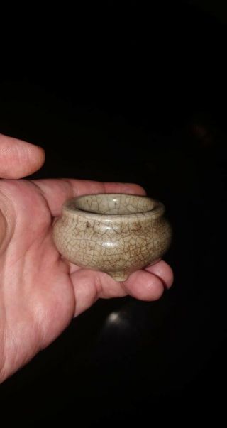 Antique Chinese Porcelain Guan Ge - Type Crackle Glazed Brush Water Pot Censer
