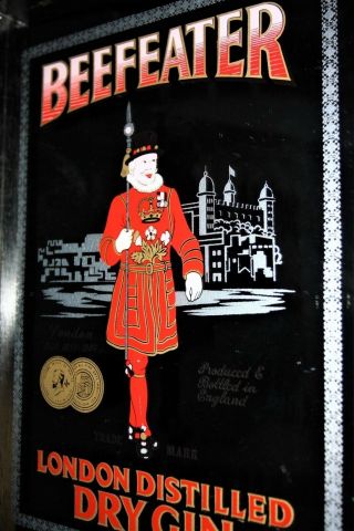 Vintage Beefeater London Distilled Dry Gin Mirrored Serving Tray Collector Piece