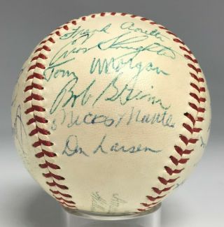 1955 - 56 Ny Yankees Team 25x Signed Baseball Mickey Mantle Berra Ford Hof Jsa Loa