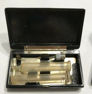 2 Vintage 1930’s B - D Yale 1cc Luer - Lok Glass Syringe Kit In Plastic Box 3