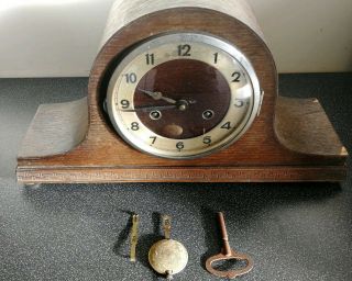Vintage Fhs Franz Hermle German Mantel Clock - In Need Of Restoration