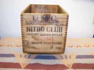 Vintage Umc Nitro Club Dupont Shell Box Wood Ammo Crate Union Metallic