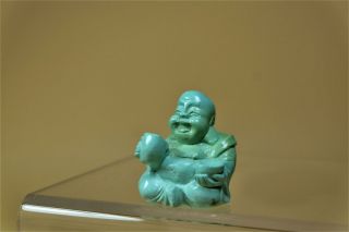 ⭕️ Chinese Carved Turquoise Figure Of A Buddha Luohan.