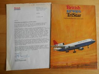 British Airways Tristar - Brochure/ Poster With Ba Letter 1975