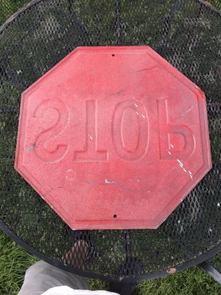 EMBOSSED Painted Steel STOP Traffic Sign 24”x24” Raised Letters Vintage Antique 3