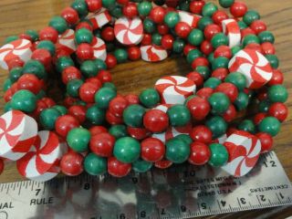 36 Ft Vintage Wooden Beaded Christmas Garlands Candy Cane