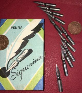 Vintage Pen Nibs.  Signorina No.  047.  A Quality Vintage Italian Nib.  (pack Of 12)