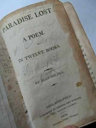 Early 1808 Classic Antique Book,  " Paradise Lost " By John Milton,  Early Edition