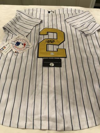 Derek Jeter 2 Signed York Yankees “golden” Majestic Jersey Rare 3000 Hits