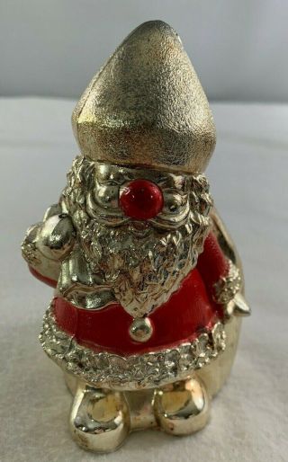 Vintage Leonard Silver Plated Zinc & Red Santa Claus And Toy Bag Coin Bank Japan
