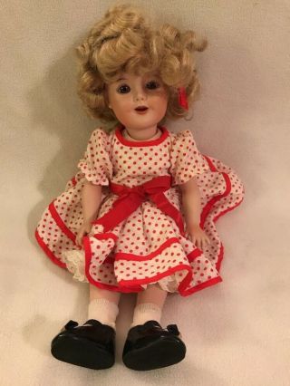 Vintage Shirley Temple 15” - 16 " Doll - Porcelain Red Polka Dot Dress - B Stamp Re