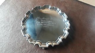 Vintage Heavy Solid Silver Salver Card Tray Sheffield Civil Engineering 155.  7g