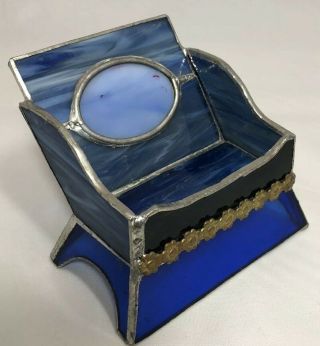 Vintage Handmade Stained Glass Business Card Holder