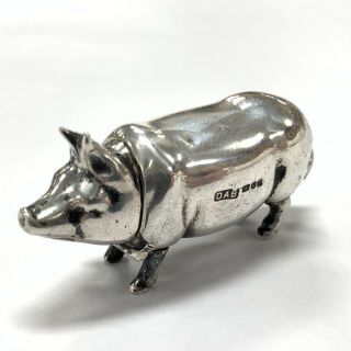 Rare Antique English Sterling Silver Matchsafe Pig With Striker Match Safe Vesta