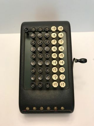 Antique Burroughs Class 5 Calculator Vtg Hand Crank Adding Machine -
