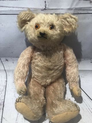 Antique Teddy Bear With Glass Eyes And Plays Music When Pressing Belly