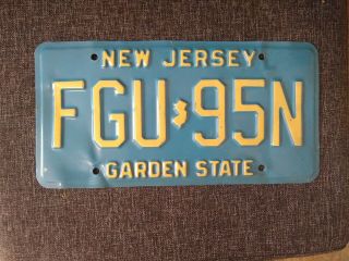 Vintage 1970s Jersey Blue License Plate Nj Fgu - 95n