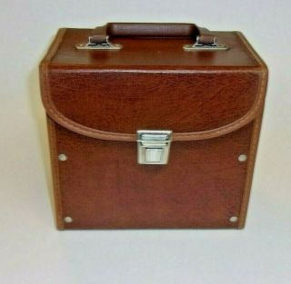 Vintage 45 Rpm Record Brown Carrying Case With Records