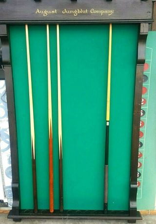 Antique August Jungblut Co.  Mahogany Pool Billiard 12 Cue Wall Rack " Late 1800s "