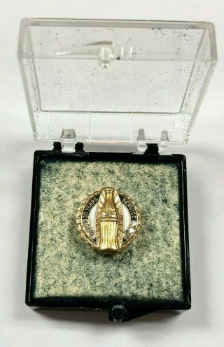 Coca Cola Vintage Service Pin,  30 Yrs Service,  Diamonds,  10k Gold/enamel,  W/box