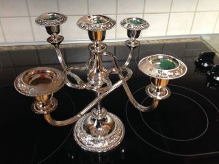 Silver Plated 5 Arm Candelabra From England With Swirly Arms Once