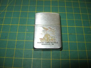 Vintage Zippo Cigarette Lighter Military Vietnam Korea? Marine School Quantico
