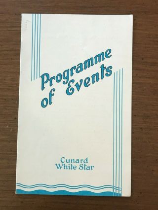 1937 Rms Aquitania Program Of Events - Cunard White Star Line