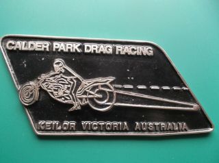 Vintage Drag Racing Metal Display Plate - Calder Park Keilor Victoria Australia