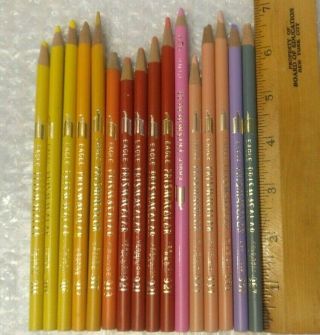 16 Vintage Eagle Prismacolor Pencil Yellow Orange Red Pink Pre - Berol Silver Font