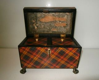 Fabulous Antique Victorian Tartan Ware Tea Caddy 