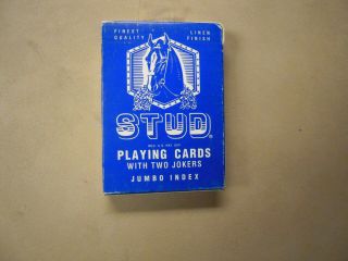 Vintage Blue Deck Of Stud Poker Cards Sealed/mint/ Jumbo Index