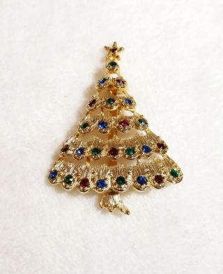 Vintage Eisenberg Ice Multicolor Christmas Tree Brooch