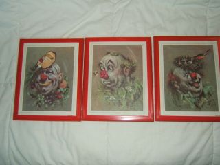 3 Vintage Cydney Grossman Clown Art Prints Each 8 X 10 From 1950s?