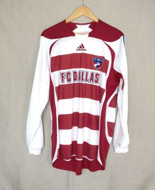 Adidas Official Mls Fc Dallas Soccer Red/white Long Sleeve Jersey 34 - Large