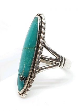 Vintage Signed Sterling Silver Bell Trading Post Turquoise South Western Ring