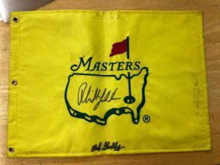Undated Phil Mickelson Bob Goalby Signed Masters Golf Flag Psa Dna Authentic