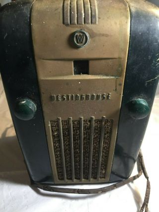Antique Vintage Westinghouse Refrigerator Radio Rare Dark Green Color Plastic