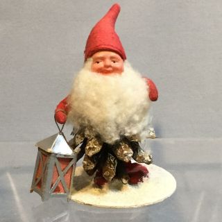 Vintage Santa Clause Or Elf Pine Cone Body 3 1/4 "