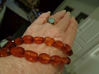 Antique Edwardian 1910 Faceted Baltic Amber Bead Necklace 20 "