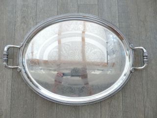 Large Christofle " Malmaison " Oval Engraved Serving Tray 25 2/5 " 64,  5 Cm