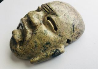 Ancient Japanese Comic Demon Buaku Kyogen Carved Stone Mask Sculpture